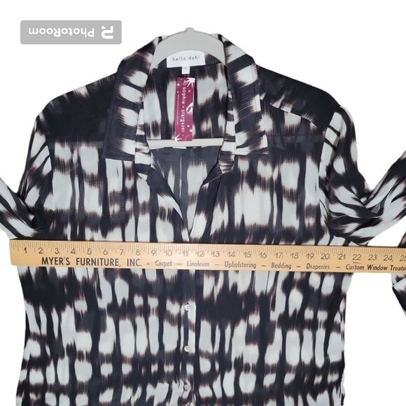 Bella Dahl Flowy Button Down Blurred Ikat Print - L - Picture 7 of 9